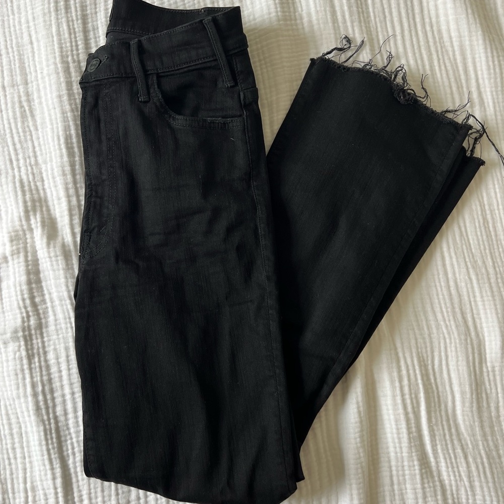 Mother Black Crop Flare Denim Jeans